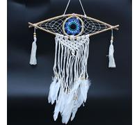 KDMD Protection Dream Catcher - Small Macrame Evil Eye in White KDMD White