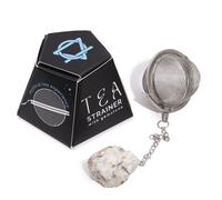 KDMD Raw Crystal Gemstone Tea Strainer - Rainbow Moonstone in White KDMD White