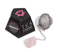 KDMD Raw Crystal Gemstone Tea Strainer - Rose Quartz in Pink KDMD Pink