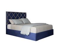 KDMD Repose Upholstered Soft Velvet Metal Designer Bed Frame in Blue | Size: Super King KDMD Blue Super King