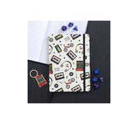 KDMD Retro 80s A5 Notebook with Cassette Tapes & Vintage Bikes in White KDMD White