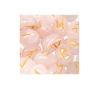 KDMD Rose Quartz Rune Stone Set in Pouch Mystical Divination & Tarot in Pink KDMD Pink