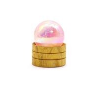 KDMD Rose Quartz Titanium Aura Gemstone Sphere with Stand for Meditation in Pink KDMD Pink