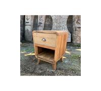 KDMD Round Teak Fishing Boat Bedside Table with Drawer in Brown KDMD Brown