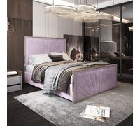 Roxy Upholstered Soft Velvet Metal Pink Bed Frame