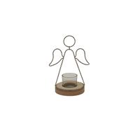 KDMD Rustic Angel Tealight Holder with Glass Votive for Serenity in Brown KDMD Brown