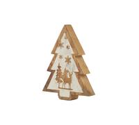 KDMD Rustic Wooden Snow Scene Tree Decoration for Winter Decor in Brown KDMD Brown