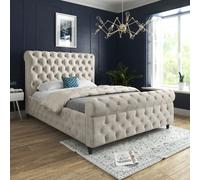 KDMD Savana Sleigh Upholstered Soft Velvet Cream Bed Frame | Size: Single KDMD Cream Single