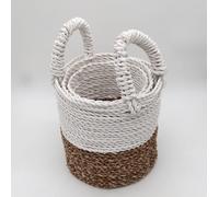 KDMD Seagrass Basket Set in White KDMD White