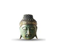 KDMD Serene Green Shine Buddha Head - 25cm Handcrafted Indonesian Decor KDMD Green