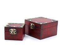 KDMD Set of 2 Gothic Square Boxes in Maroon KDMD Maroon