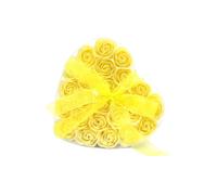 KDMD Set of 24 Luxury Soap Flower Heart Box Yellow Roses Gift