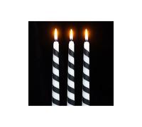 KDMD Set of 3 Black Candy Cane Taper Candles KDMD Multicolor