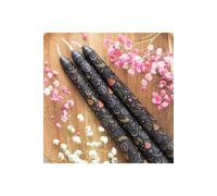 KDMD Set of 3 Black Midnight Print Taper Candles for Gothic Decor KDMD Black