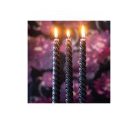 KDMD Set of 3 Dark Romance Twist Taper Candles for Gothic Decor in Black KDMD Black