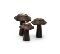 KDMD Set of 3 Flat Incense Cone Mushrooms-11cm, 12cm, 13cm in Brown KDMD Brown