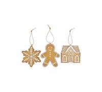 KDMD Set of 3 Hanging Gingerbread Decorations in Brown KDMD Brown