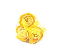 KDMD Set of 3 Luxury Soap Flower Heart Boxes Romantic Bath & Gift in Yellow