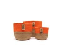 KDMD Set of 3 Orange Cotton Rope Storage Baskets for Laundry & Toys KDMD Orange