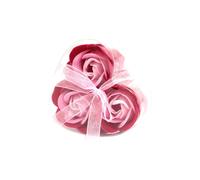 Set Of 3 Pink Soap Flower Heart Boxes - Romantic Gift & Bath Decor