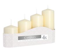 KDMD Set of 4 Pillar Candles 50mm (11/16/22/33H) - Ivory in White KDMD White