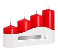 KDMD Set of 4 Pillar Candles 50mm (11/16/22/33H) - Red KDMD Red