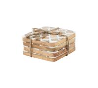 Set Of 4 White Wood Effect Geometric Coasters - Modern & Elegant
