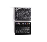 KDMD Set of 7 Dark Silver Gemstone Crystal Witch Spoons for Rituals & Decor in Black KDMD Black