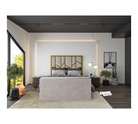 KDMD Sherlock Luxe Upholstered Gold & Pebble Television Bed Frame | Size: Super King KDMD Gold Super King