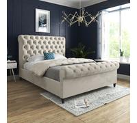 KDMD Sienna Sleigh Upholstered Soft Velvet Cream Bed Frame | Size: Super King KDMD Cream Super King