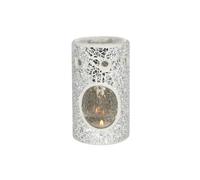 KDMD Silver Pillar Crackle Glass Oil Burner KDMD Silver