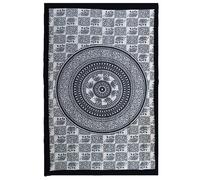 KDMD Single Cotton Bedspread + Wall Hanging - Mono - Elephant Mandala in Black KDMD Black