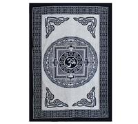 KDMD Single Cotton Bedspread + Wall Hanging - Mono - OM Mandala in Black KDMD Black