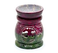 KDMD Small Coloured Soapstone Oil Burner 8cm - Om & Elephant KDMD Multicolor
