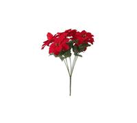 KDMD Small Poinsettia Bush x7 heads 15 inch 2 Pack in Red KDMD Red