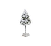 KDMD Small Snowy Cedar Tree Sculpture on Wood Base for Winter Decor in White KDMD White