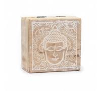 KDMD Small Square Box 10x10x4.2cm - Buddha Face Whitewash in Brown | Size: 10x10x4.2 cm KDMD Brown 10x10x4.2 cm