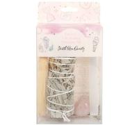 KDMD Smudge Kit with Rose Quartz Crystal in White KDMD White