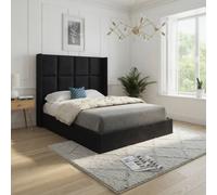 KDMD Sproatley Winged Upholstered Black Soft Velvet Designer Bed Frame | Size: King KDMD Black King