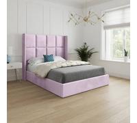 KDMD Sproatley Winged Upholstered Pink Soft Velvet Designer Bed Frame | Size: Super King KDMD Pink Super King