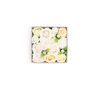 KDMD Square Box Wedding Blessings Gift Set with Soap Flowers in White KDMD White