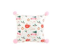KDMD Square Sugarplum Fun Christmas Print Cushion in White KDMD White