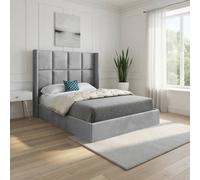 KDMD Stafford Winged Upholstered Grey Soft Velvet Designer Bed Frame | Size: King KDMD Grey King