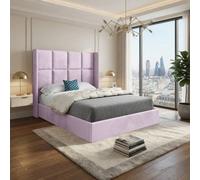 KDMD Stambourne Winged Upholstered Pink Soft Velvet Designer Bed Frame | Size: Small Single KDMD Pink Small Single