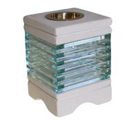 KDMD Stone Oil Burner - Square Glass Brick in White KDMD White