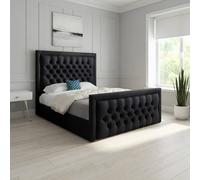 KDMD Sway Upholstered Black Soft Velvet Designer Bed Frame | Size: Super King KDMD Black Super King
