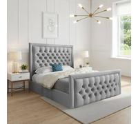 KDMD Sway Upholstered Grey Soft Velvet Designer Bed Frame | Size: Super King KDMD Grey Super King