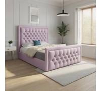 KDMD Sway Upholstered Pink Soft Velvet Designer Bed Frame | Size: King KDMD Pink King