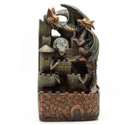 KDMD Tabletop Water Feature - 35cm - Dragons, Crystal Ball & Water Wheel in Dark Grey KDMD Dark Grey
