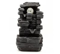 KDMD Tabletop Water Feature - 35cm - Slab Rocks Formation & Crystal Ball in Grey KDMD Grey